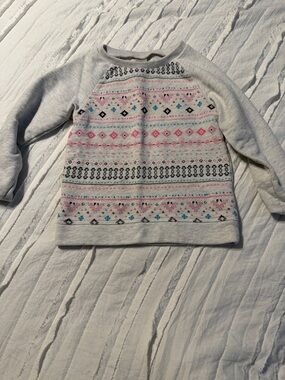 OshKosh B'gosh White Sweater with Pink, Blue & Green Fair Isle